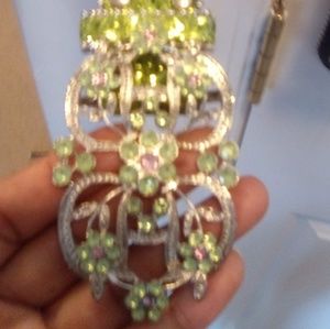 Lime green glitter floral belt w/ gems